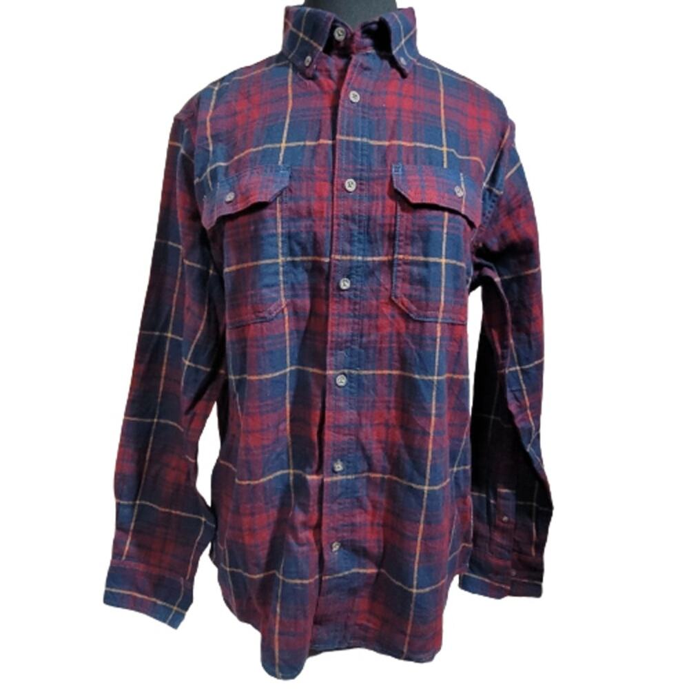 Navy and Burgendy Button Up Flannel Shirt Size Medium